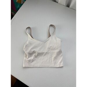 Lululemon Align Tank Top White Tan Nulu Built In Shelf Bra Size 2 LW1CWBS